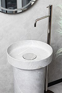 Раковина Boheme Corian 40 801-GR+801-Base-Grey серый мрамор/серый мрамор купить в интернет-магазине Sanbest