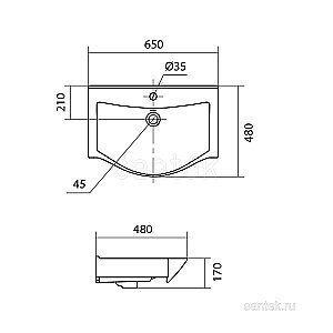 Раковина мебельная Santek Беверли 65 1.WH30.2.501 белая купить в интернет-магазине Sanbest