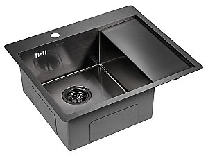 Мойка кухонная Paulmark FLANK PM225951-GM вороненая сталь купить в интернет-магазине сантехники Sanbest