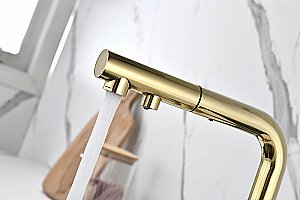 Смеситель для кухни Paulmark Serpentine Se213222-G золото купить в интернет-магазине сантехники Sanbest