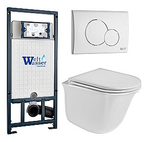 Унитаз с инсталляцией WeltWasser MARBERG 507 + TELBACH 004 GL-WT + MAR 507 RD GL-WT купить в интернет-магазине Sanbest