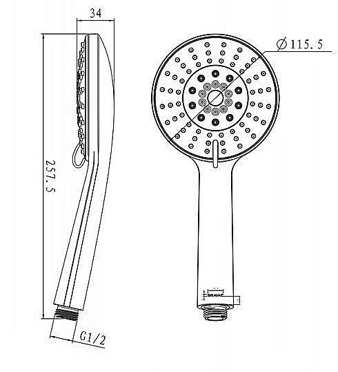 Душевая лейка Bravat WATERFALL P70139CP-2-RUS купить в интернет-магазине сантехники Sanbest