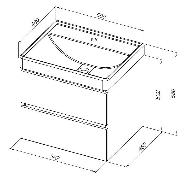 Тумба с раковиной Aquanet Вега 60 белый глянец для ванной в интернет-магазине Sanbest