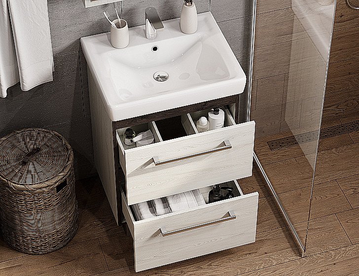 Тумба с раковиной Акватон Ронда 60 дуб сомерсет для ванной в интернет-магазине Sanbest