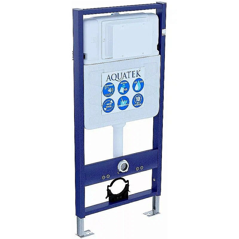 Унитаз Aquatek Вега SET AQUATEK ВЕГА cmp-017 с инсталляцией и черной матовой кнопкой, с крышкой микролифт, безободковый купить в интернет-магазине Sanbest