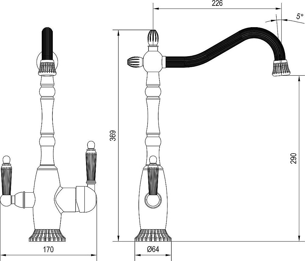 Смеситель для кухни Zorg Sanitary ZR 349 YF Сатин купить в интернет-магазине сантехники Sanbest