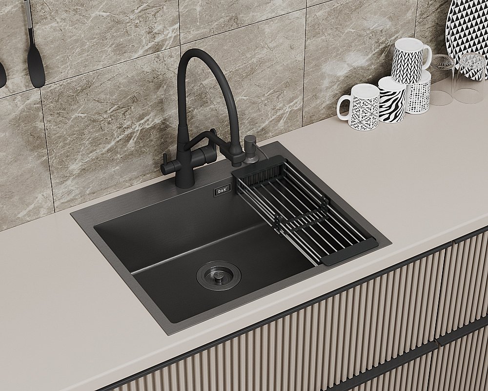Кухонная мойка D&K 60х50 DKS605006 графит купить в интернет-магазине сантехники Sanbest