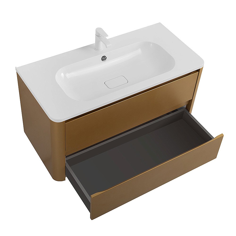 Тумба с раковиной Cezares RELAX 100 брашированное золото для ванной в интернет-магазине Sanbest