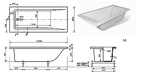 Ванна Taliente Egoista EG2317080-1 170х80 белая купить в интернет-магазине Sanbest