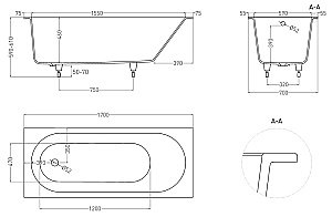 Ванна Salini Ornella S-Sense 170х70 102313GF RAL купить в интернет-магазине Sanbest