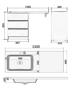 Тумба с раковиной Orange Sistema ST-70TUW 70 для ванной в интернет-магазине Sanbest