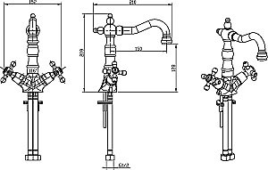 Смеситель для раковины Boheme Royal Cristal 272-Royal/CRST black хром/Preciosa купить в интернет-магазине сантехники Sanbest
