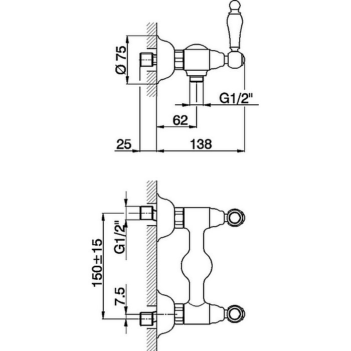 Смеситель для душа Cisal ARCANA TOSCANA TS00044127 бронза купить в интернет-магазине сантехники Sanbest