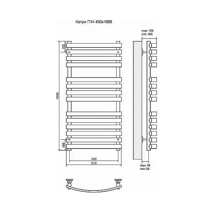 Полотенцесушитель электрический Terminus Капри П14 450x1006 левый/правый купить в интернет-магазине сантехники Sanbest