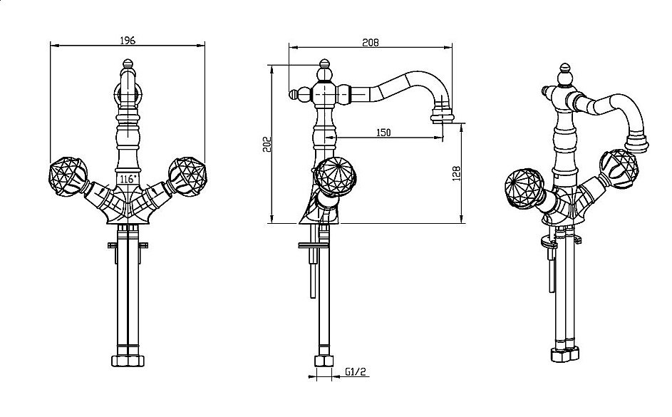 Смеситель для раковины Boheme Brillante Presente 352 купить в интернет-магазине сантехники Sanbest