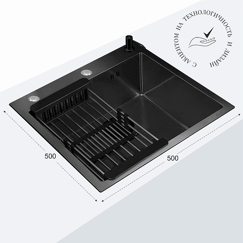 Кухонная мойка CeruttiSpa GLORIA50B nano black CT11256 графит купить в интернет-магазине сантехники Sanbest