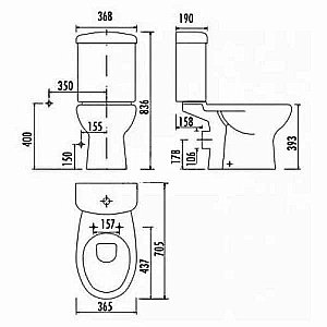 Унитаз напольный с функцией биде Creavit Mercan MR310.00000 белый, с бачком купить в интернет-магазине Sanbest