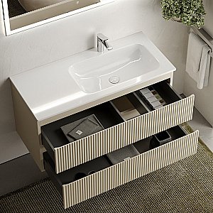 Тумба с раковиной Sancos SNOB R SNR100RCE Beige Soft правая/бежевая матовая для ванной в интернет-магазине Sanbest