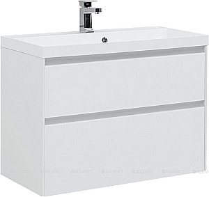 Тумба с раковиной Aquanet Гласс 196960 90 белый для ванной в интернет-магазине Sanbest