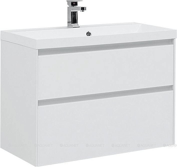 Тумба с раковиной Aquanet Гласс 196960 90 белый для ванной в интернет-магазине Sanbest