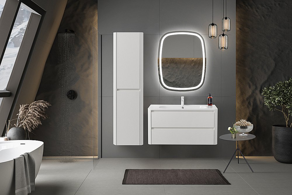 Тумба с раковиной Cezares RELAX 80 Bianco Lucido для ванной в интернет-магазине Sanbest