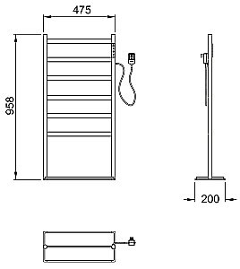 Полотенцесушитель электрический напольный WONZON & WOGHAND ESSEN, Брашированное золото (WW-A406-BG) купить в интернет-магазине сантехники Sanbest