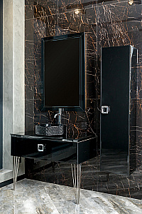 Консоль с раковиной и столешницей Armadi Art LUCIDO 770-080-B 80 глянцевый черный для ванной в интернет-магазине сантехники Sanbest