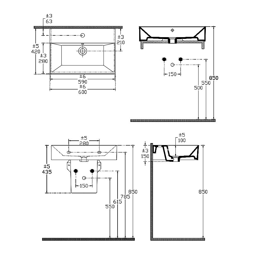 Раковина ISVEA SistemaZ Frame 60 10SF50060SV-2N черный матовый купить в интернет-магазине Sanbest