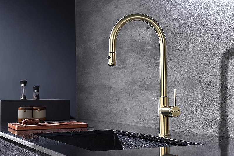 Смеситель для кухни Paulmark Galant Ga213077-LG светлое золото купить в интернет-магазине сантехники Sanbest