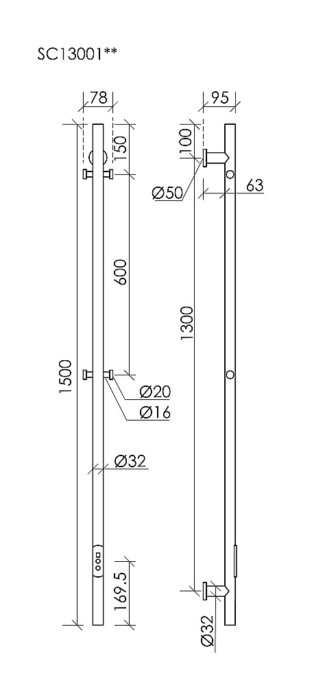 Полотенцесушитель электрический Sancos Etna SC13001GG вороненая сталь купить в интернет-магазине сантехники Sanbest