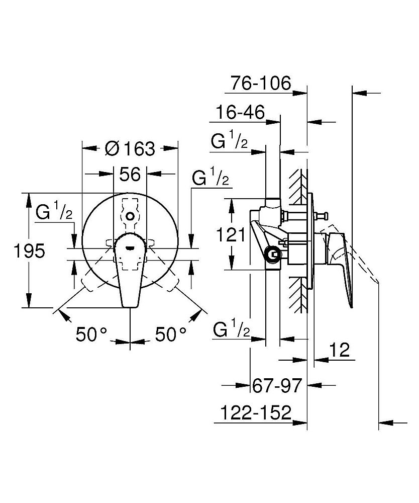 Смеситель для душа Grohe BauEdge 2020 29079001 купить в интернет-магазине сантехники Sanbest