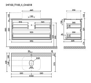 Тумба с раковиной Sancos SNOB T 100 со столешницей, Doha Soft для ванной в интернет-магазине Sanbest