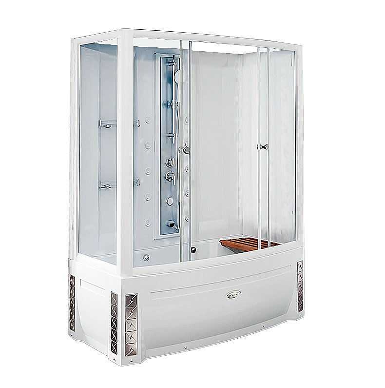 Душевой бокс Радомир Элис 168х85 без крыши, стекло прозрачное/профиль белый купить в интернет-магазине Sanbest