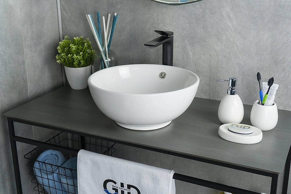 Раковина накладная Gid Esfera 38,5 N9002 51102 белая купить в интернет-магазине сантехники Sanbest