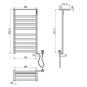 Полотенцесушитель электрический WONZON & WOGHAND FRANKFURT, Брашированное золото (WW-1029-BG) купить в интернет-магазине сантехники Sanbest