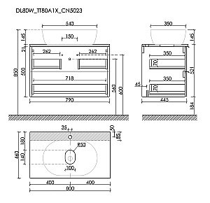 Тумба с раковиной Sancos DELTA 80 со столешницей, дуб светлый/белая для ванной в интернет-магазине Sanbest