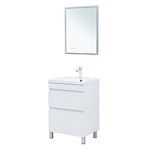 Тумба с раковиной Aquanet Нота New 58 344141+281220 белая глянцевая для ванной в интернет-магазине Sanbest