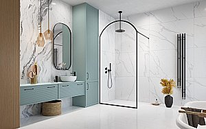 Душевое ограждение Radaway Volta Black II Frame 100-160x200-270 стекло прозрачное/профиль черный матовый купить в интернет-магазине Sanbest