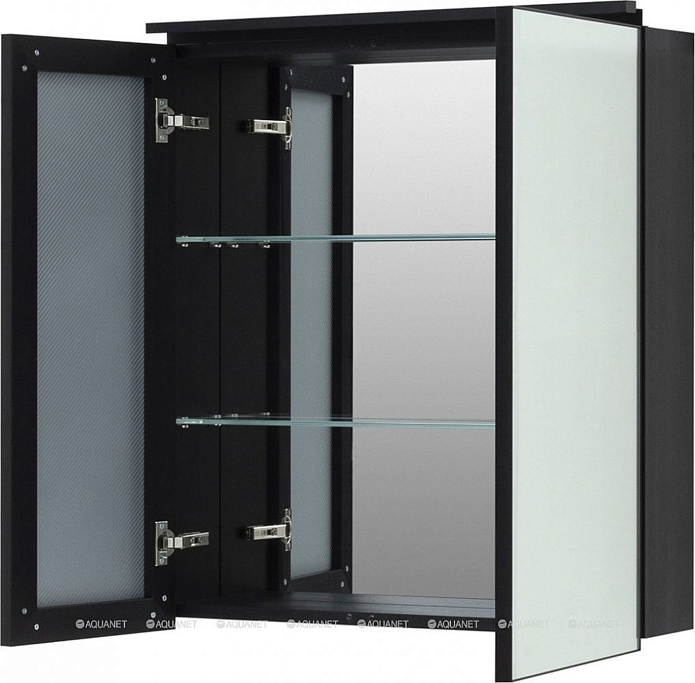 Зеркальный шкаф De Aqua Алюминиум 261758 70 черный купить в интернет-магазине сантехники Sanbest