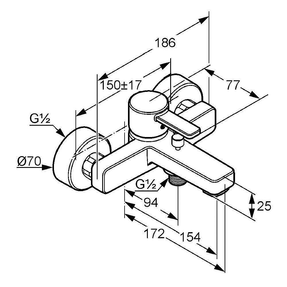 Смеситель для ванны Kludi Zenta 386709175 купить в интернет-магазине сантехники Sanbest