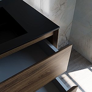 Тумба с раковиной Vincea Luka 80 VMC-2L800CO/VCB-13800B тёмный дуб/раковина черная для ванной в интернет-магазине Sanbest