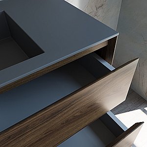 Тумба с раковиной Vincea Luka 100 VMC-2L100CO/VCB-13100G тёмный дуб/раковина серая для ванной в интернет-магазине Sanbest