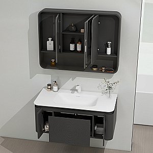 Зеркальный шкаф Black&White Universe U930.MC1000 матовый серебристый серый купить в интернет-магазине сантехники Sanbest