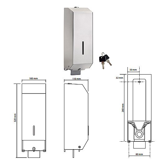 Диспенсер Bemeta Hotel 105109411 нержавеющая сталь купить в интернет-магазине сантехники Sanbest