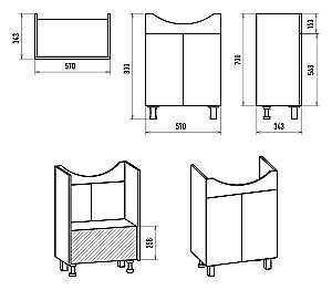 Тумба с раковиной Misty Изео - 60 Э-Изе01060-021Н белая для ванной в интернет-магазине Sanbest
