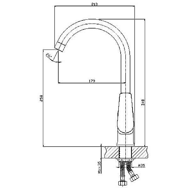 Смеситель для кухни Rossinka S S35-24 купить в интернет-магазине сантехники Sanbest