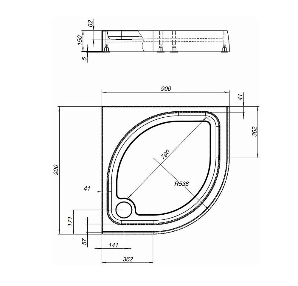Душевой поддон Aquanet НХ515 90x90 купить в интернет-магазине Sanbest