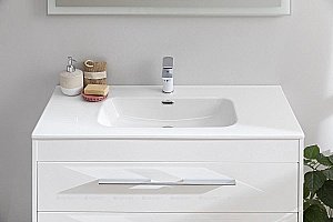 Тумба с раковиной Aquanet Алвита new 60 344132+254363 белая матовая для ванной в интернет-магазине Sanbest