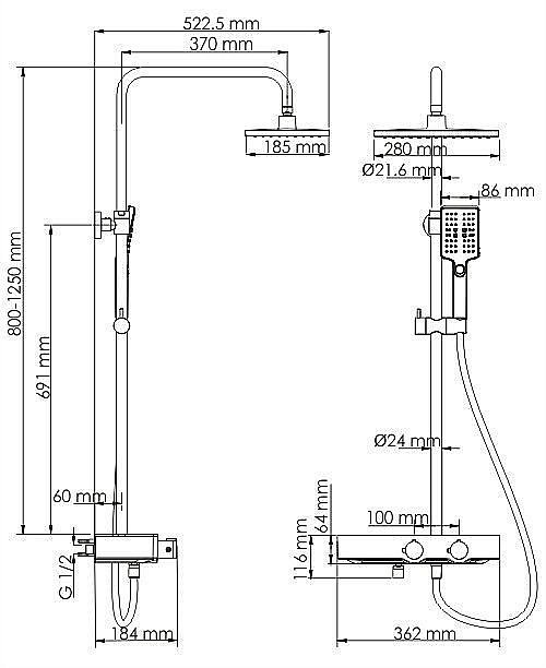 Душевая система WasserKRAFT Aller 1060WHITE A11301 Thermo купить в интернет-магазине сантехники Sanbest