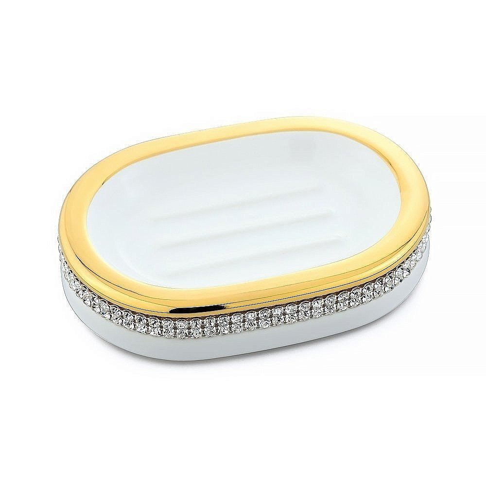 Мыльница Migliore Dubai 26961 белая керамика/золото-swarovski купить в интернет-магазине сантехники Sanbest